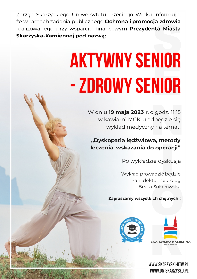 plakat aktywny senior zdrowy senior wyklad 19.05.2023