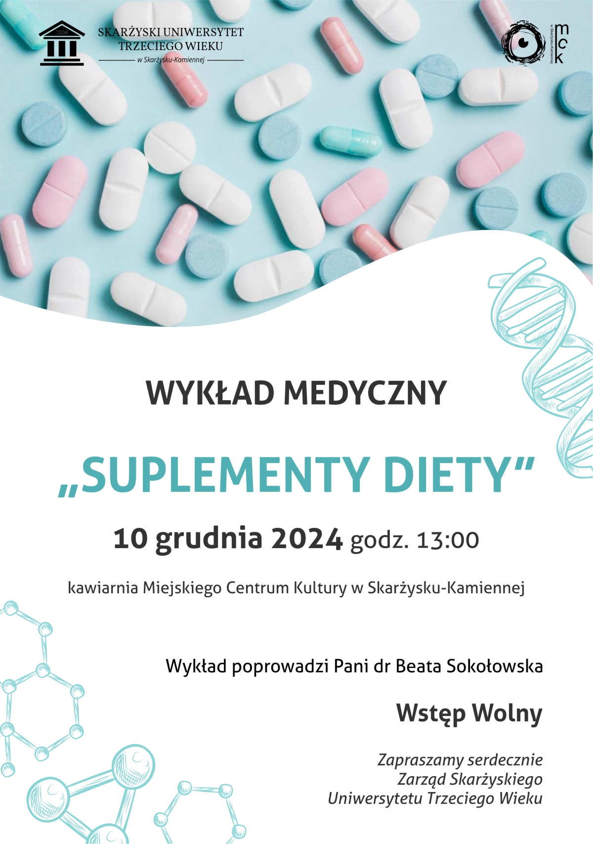 wyklad medyczny suplementy diety plakat